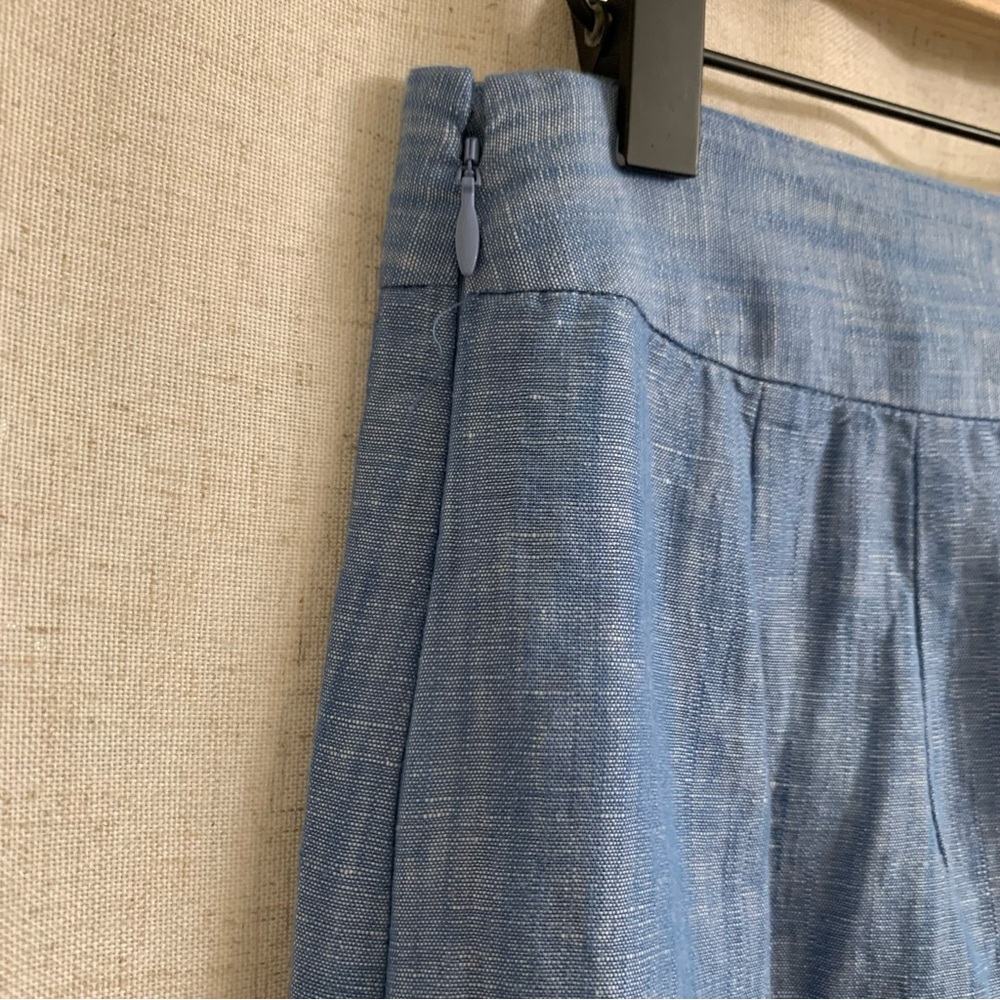 Talbots Embroidered A-Line Colorful Floral Linen Cotton Chambray 4 Spring Skirt - Picture 6 of 7